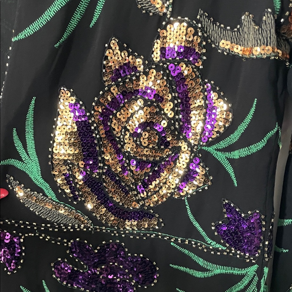 Nasty Gal Black Floral Sequin Kimono - Picture 4 of 6